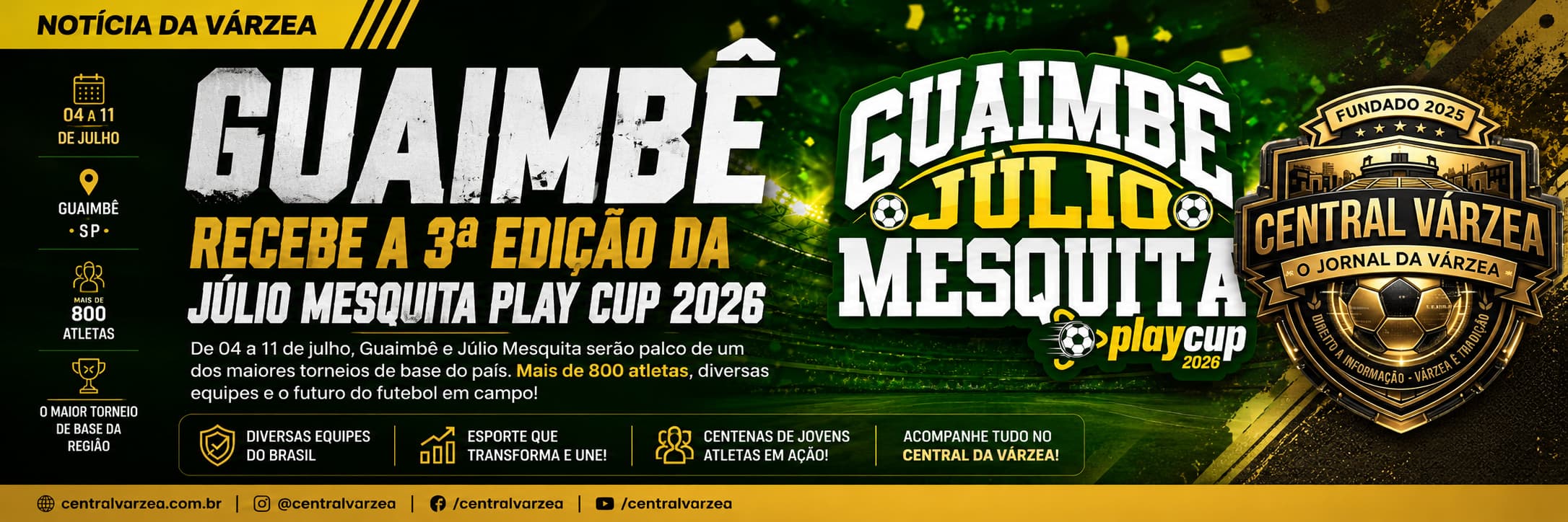 Guaimbê recebe a 3ª edição da Júlio Mesquita Play Cup 2026 e promete movimentar o futebol de base da região