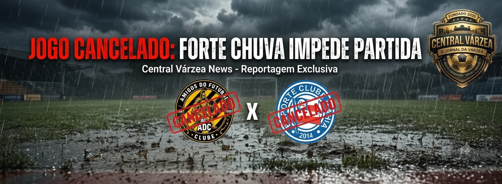 Amistoso entre Amigos do Futebol e Bahea é cancelado por causa da forte chuva