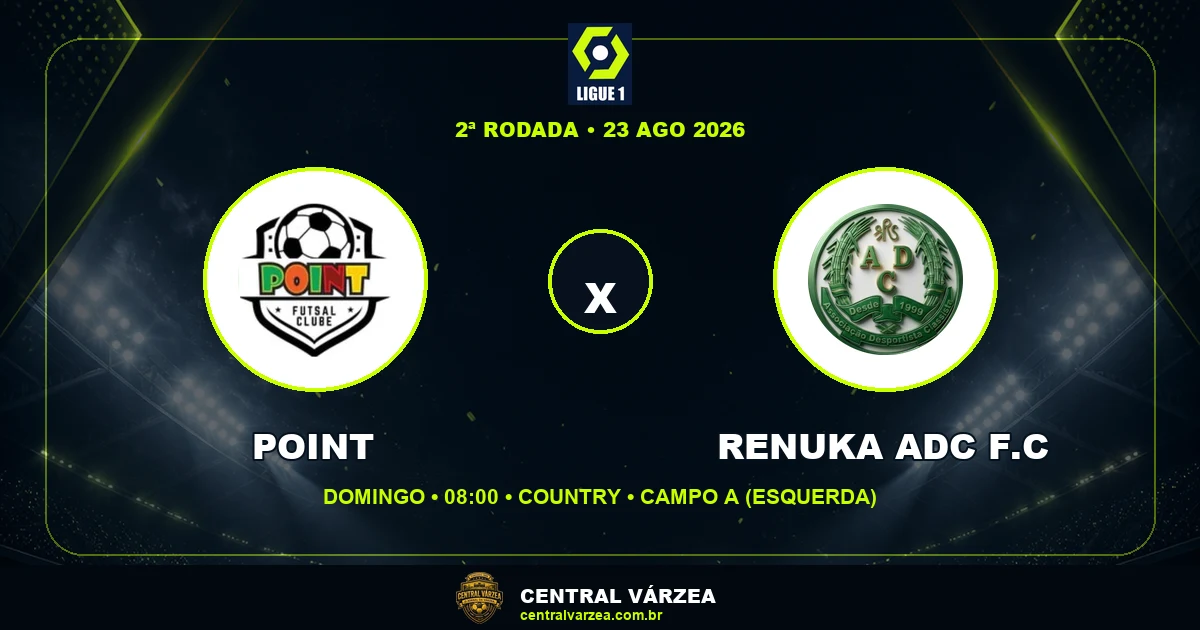 Point e Renuka ADC abrem a segunda rodada da Ligue 1 no Campo A